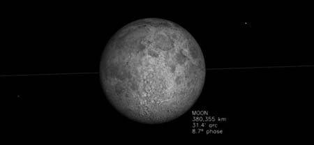 Imagen de la Luna vista desde la Tierra con el simulador.