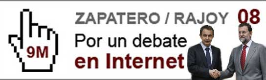 Zapatero y Rajoy, con el logo de la propuesta de 20minutos.es  para que realicen un debate antes de las elecciones en la red.