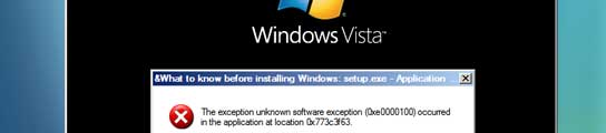 Un mensaje de error en la instalación del sistema operativo.