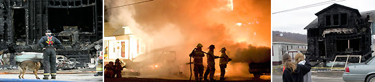 El incendio de la vivienda, donde murieron diez personas, ha conmocionado a la localidad de Brockway. (AP).