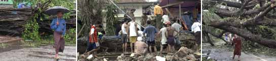 Los efectos del ciclón tras su paso por Birmania. (AP).