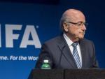 Joseph Blatter, presidente de la FIFA, en rueda de prensa.