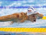 Michael Phelps en la semifinal de los 200 metros mariposa.