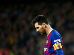 Messi, cabizbajo durante un partido del FC Barcelona.