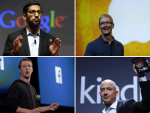 Sundar Pichai, Tim Cook, Mark Zuckerberg y Jeff Bezos