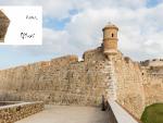 Imagen de las Murallas Reales de Ceuta y de la &aacute;nfora hallada en ellas.