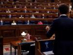 El l&iacute;der del PP, Pablo Casado durante la sesi&oacute;n de control al Gobierno.