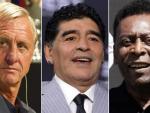 Cruyff, Maradona y Pel&eacute;, tres estrellas hist&oacute;ricas del f&uacute;tbol.