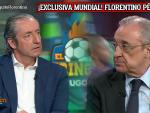Josep Pedrerol y Florentino P&eacute;rez, durante la entrevista en El Chiringuito