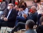 &Aacute;ngel Gabilondo y Jorge Javier V&aacute;zquez, durante el acto de campa&ntilde;a del PSOE en Puente de Vallecas.