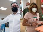 Combo de im&aacute;genes de Juan Espadas y Susana D&iacute;az en las primarias del PSOE andaluz.