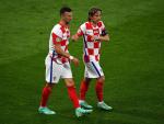 Ivan Perisic y Luka Modric, durante un partido de Croacia en la Eurocopa
