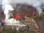 Imagen a&eacute;rea del r&iacute;o de la lava del volc&aacute;n de La Palma