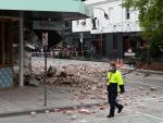Un edificio da&ntilde;ado por el terremoto de 5,9 grados registrado en Melbourne, Australia.