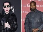 Los cantantes Marilyn Manson y Kanye West.
