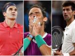 Roger Federer, Rafa Nadal y Novak Djokovic.