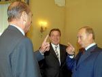 Jacques Chirac, Gerhard Schr&ouml;der y Vladimir Putin, en septiembre de 2003.