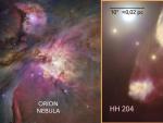 Vista de HH204, un objeto Herbig-Haro en la Nebulosa de Ori&oacute;n.