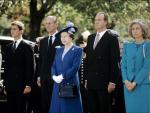 Felipe VI, el duque de Edimburgo, la reina Isabel II y los reyes de Espa&ntilde;a en El Pardo en 1988.