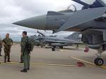 Aviadores del Ej&eacute;rcito del Aire de la misi&oacute;n de la OTAN 'Alpha Scramble', a su regreso a la base de Albacete tras completar 116 horas de vuelo en Estonia.