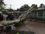 Operarios despejan una calle tras los destrozos causados por el hurac&aacute;n Julia en la ciudad de Bluefields (Nicaragua).