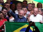 Luiz In&aacute;cio Lula da Silva, en Sao Paulo, tras su victoria en la segunda vuelta de las elecciones presidenciales de Brasil.