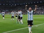 Messi celebra su gol ante M&eacute;xico.