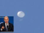 El globo esp&iacute;a chino fue derribado este s&aacute;bado por orden directa de Joe Biden (en el recuadro).