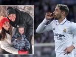 Fede Valverde celebra su gol en la final del Mundial de Clubes en febrero; una foto en familia del uruguayo junto a su pareja, Mina Bonino, y su hijo.