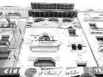 El Bogart, y el edificio de Atocha, durante las okupaciones(S. Gonz&aacute;lez).