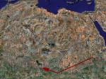 La ruta del avi&oacute;n secuestrado (Google Earth).