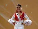 Natalia Zabala Arroyo, Miss Espa&ntilde;a 2007, desfila durante una presentaci&oacute;n de trajes t&iacute;picos del certamen Miss Universo 2007, que se lleva a cabo en M&eacute;xico.