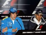 Fernando Alonso y Juan Pablo Montoya en una imagen de 2004 (EFE).