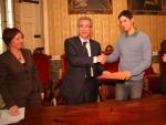 Bego&ntilde;a Floria, el alcalde de Tarragona, &Aacute;lvaro Torrado y Joan Anton Font, tras la firma del acuerdo.