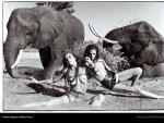 Malgosia y Maria-Carla se ba&ntilde;an con unos elefantes africanos en una de las im&aacute;genes del fot&oacute;grafo Peter Beard, encargado del calendario este a&ntilde;o.