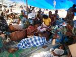Civiles tamiles heridos en una fotograf&iacute;a realizada el 10 de mayo por un grupo que apoya a la guerrilla tamil.