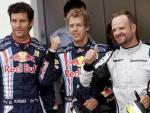 Mark Webber, Sebastian Vettel y Rubens Barrichello lograron las tres primeras posiciones en la parrilla de Silverstone.