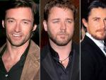 De izquierda a derecha, Hugh Jackman, Russell Crowe y Christian Bale.