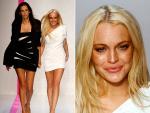 A la izquierda, Lindsay Lohan junto a la dise&ntilde;adora espa&ntilde;ola Estrella Archs; a la derecha, un primer plano de la actriz.