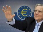 Jean-Claude Trichet interviene en una rueda de prensa en Alemania.