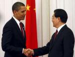 Los presidentes de EE UU y China, Barack Obama y Hu Jintao, en Pek&iacute;n.