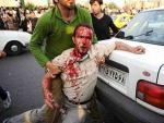 Un herido en una protesta contra el r&eacute;gimen de Ahmadineyad.