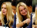 La actriz Lindsay Lohan llora tras escuchar su sentencia.