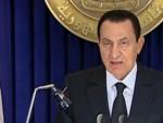 El presidente egipcio, Hosni Mubarak, durante su discurso por la televisi&oacute;n.