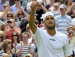 Feliciano L&oacute;pez celebra su triunfo en Wimbledon ante Andy Roddick.