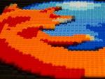 Logotipo de Firefox hecho con piezas de construcci&oacute;n.