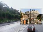 Un v&iacute;deo del Coliseo romano se superpone a las im&aacute;genes actuales de Google Street View.