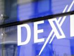 El logo del banco Dexia en la sede de Bruselas, B&eacute;lgica.