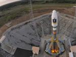El cohete ruso Soyuz en el Centro Espacial Europeo en Kur&uacute; (Guayana francesa).
