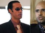 Im&aacute;genes de dos hijos de Gadafi, Mutasim (izquierda, ya fallecido), y Saif al Islam, este &uacute;ltimo detenido al sur de Libia.